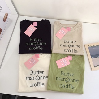 เสื้อโอเวอร์ไซส์ เสื้อปัก Butter maganne croffle เสื้อยืด ผ้าคอนตอนแท้ ตัดเย็บในไทย