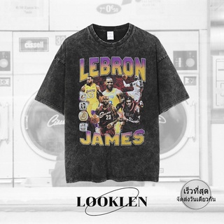 เสื้อยืด โอเวอร์ไซส์ แขนสั้น oversize รุ่น Lebron James ดำฟอก
