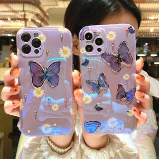 เคสโทรศัพท์มือถือ แบบนิ่ม ลายผีเสื้อ ประดับเพชรเทียม สําหรับ iphone 12 pro max xs max Xr 8plus 11