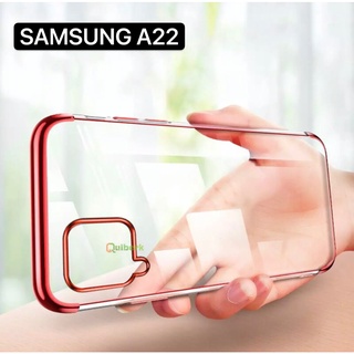 Case Samsung galaxy A22 4G เคสนิ่ม ซัมซุง ขอบสีหลังใส เคสกันกระแทก สวยและบาง TPU CASE เคสซีลีโคน สินค้าใหม่ ส่งจากไทย