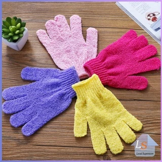 ถุงมืออาบน้ำ ขจัดเซลล์ผิวเก่า ถุงมือขัดผิวอาบน้ำ พร้อมส่ง Glove-style bath towel