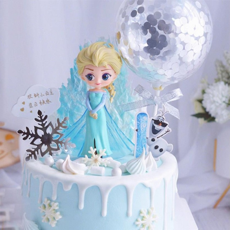 Princess Cake Topper พลาสติกแช่แข็งการ์ตูนอุปกรณ์ตกแต่งงานปาร์ตี้ของเล่นเด็กสาวเค้ก Toppers - รูปที่ 5