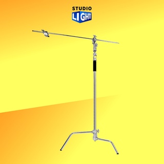 ขาตั้งไฟแบบ Stainless Steel ปรับระดับได้ มีแขนบูม STUDIO C STAND WITH ARM BOOM ไฟและอุปกรณ์สตูดิโอ ไลฟ์สด ถ่ายวีดิโอ