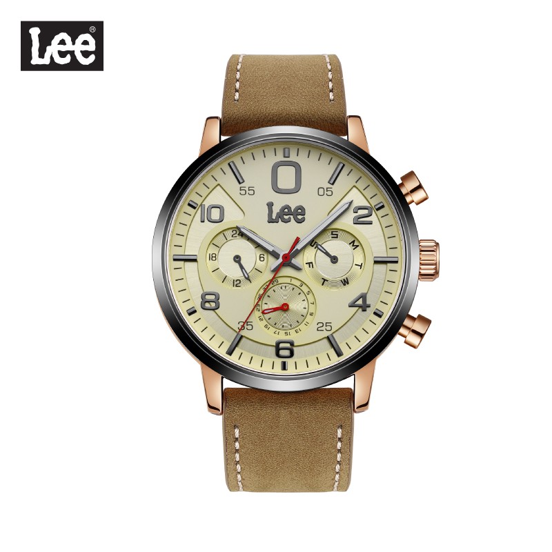 Lee นาฬิกาข้อมือ Metropolitan LEF-M126ABL5-9B แบรนด์แท้ USA สายหนังสีน้ำตาล กันน้ำ ระบบอนาล็อก