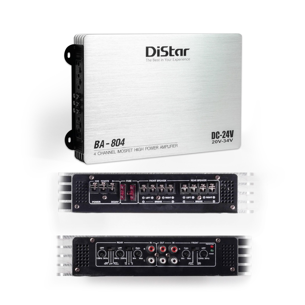 Distar เพาว์เวอร์แอมป์ติดรถยนต์รุ่น BA-804 คลาส AB สำหรับรถยนต์ทั่วไปและรถบัสรถบรรทุกขนาดใหญ่ไม่ต้องแปลงไฟ เสียงดีมาก