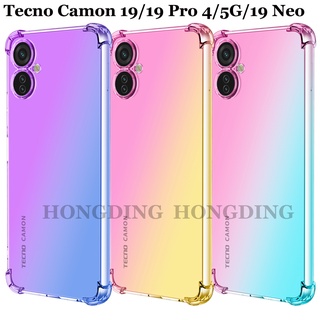 เคสโทรศัพท์มือถือนิ่ม กันตกสี่มุม 3D ไล่โทนสี สําหรับ Tecno Camon 19 Pro 4G 5G 19 Neo