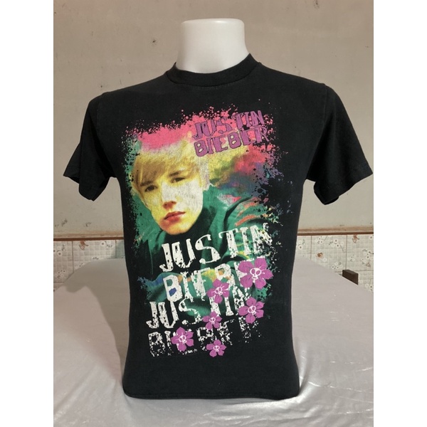 เสื้อวินเทจ เสื้อ Tour Justin bieber ผ้า cotton 100% มือสองของแท้ size S อก 18 ยาว 26