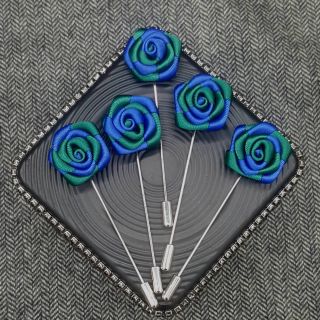 Lapel Flower Pin- พินติดปกสูทน้ำเงิน-เขียว1ชิ้น