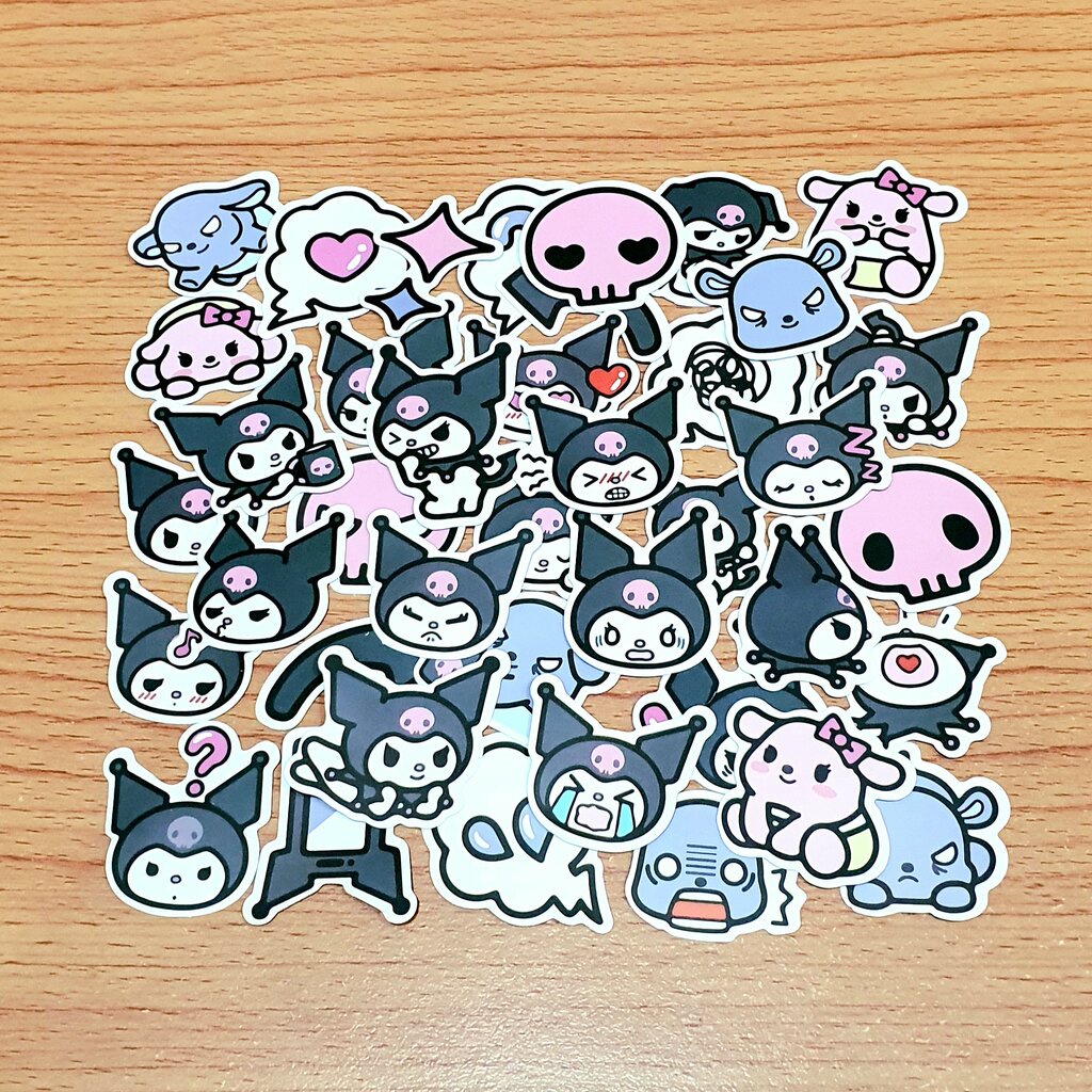 สติ๊กเกอร์ Kuromi (หัวกลมๆ) คุโรมิ ติดแน่น กันน้ำ ติดกระเป๋าเดินทาง โน้ตบุ้ค (40 ชิ้น)
