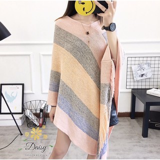 เสื้อคุลมไหมพรม แบบสลับสี