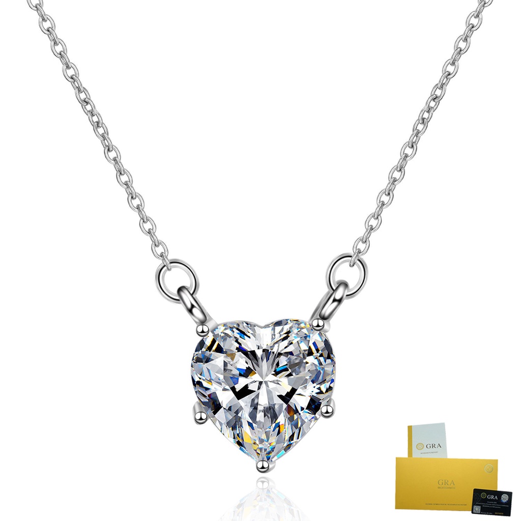จี้เพชร Moissanite รูปหัวใจ เพลทตินั่ม Pt950 สำหรับสร้อยคอ พร้อมใบรับรอง