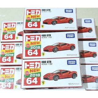 🏎พร้อมส่ง🏎 Tomica Ferrari 488GTB  (ลอตญี่ปุ่น มีสติ๊กเกอร์ 2018 )