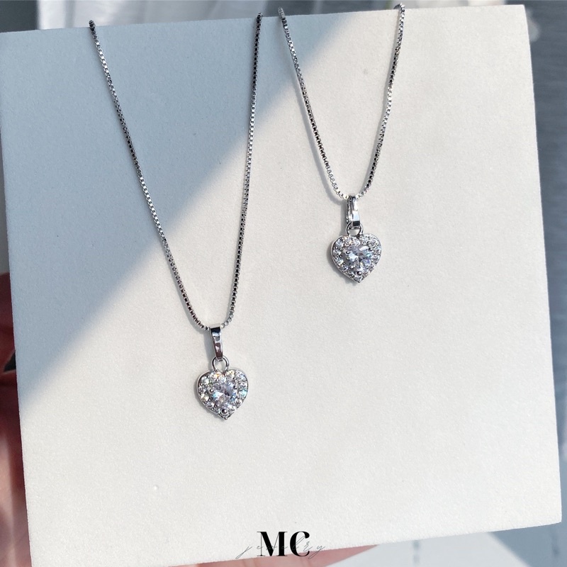 MCbrand.Jewelry🩵 สร้อยคอเงินแท้ 92.5% รุ่น Honey สร้อยหัวใจ [แถมกล่อง+ใบประกัน] ใส่ติดตัวได้ ไม่ลอก