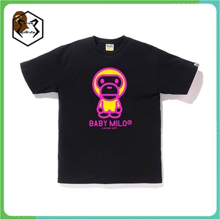 เสื้อยืดขายดีที่สุด Bape เสื้อยืดคอก ลมแขนสั้นพิมพ์ลายการ์ตูนลิงตัวอักษรสําหรับผู้ชาย