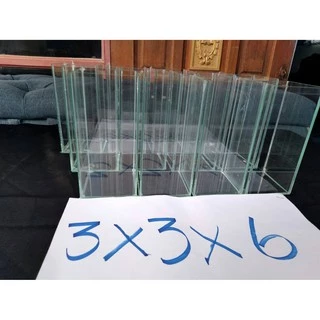 โหลปลากัด เหลี่ยมปลากัด 3×3×6 ชุด10ใบแถมกันแตก2ใบ รวม12ใบกระจกหนา 3 มม