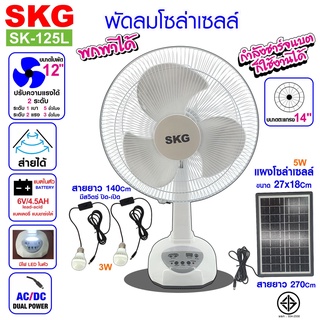 SKG พัดลมโซล่าเซลล์  รุ่น SK-125L/AV-1000 สีขาว (ส่งฟรี)