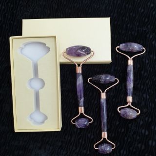 กัวซา พร้อมกล่องใส่ กัวซาหินอเมทิสต์ อเมทิสต์(Amethyst)อเมทิส อะเมทิสต์ กัวซาทรงลูกกลิ้ง