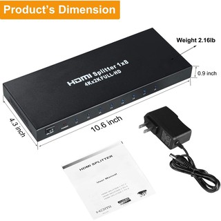 17203 Hdmi Splitter  กล่องแยกจอ HDMI Splitter 1x8 (4K)