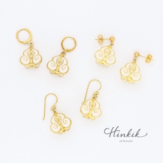 ต่างหู ตุ้มหู ดอกรัก ลงอีนาเมล Earring Crown Flower with enamel