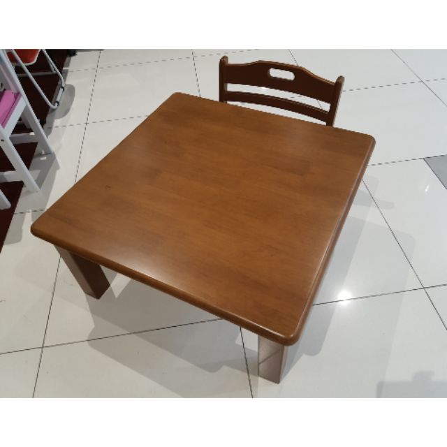 โต๊ะญี่ปุ่นพร้อมเก้าอี้ ทำงานนั่งพื้น เทำจากไม้ยางพารา