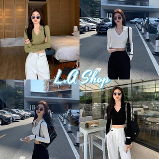 L.A Shop พร้อมส่ง เสื้อไหมพรมแขนยาว สีพื้นทรงรัดรูปน่ารักใส่สบาย "M5503"