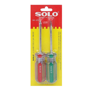 ✨ขายดี✨ SOLO ไขควงชุด 2 ตัว ด้ามลาย 2 สี รุ่น 653-3" ขนาด 3 นิ้ว สีแดง Screwdrivers &amp; Nut Drivers