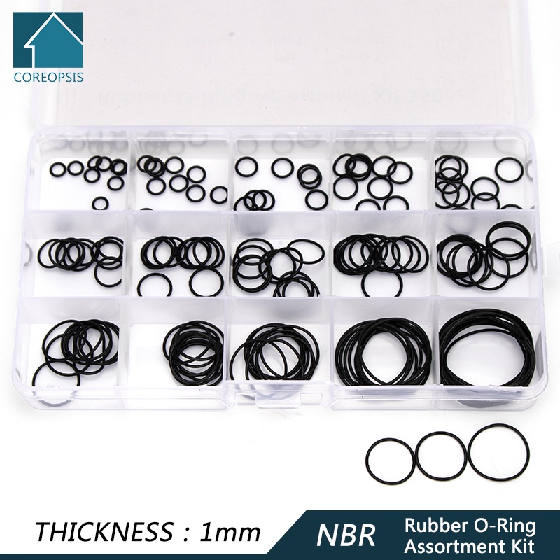 ปะเก็นโอริงยาง NBR สีดํา OD 6 มม.-30/1/1.5/1.9 มม. 2.4 มม. หนา 15 ขนาด แบบเปลี่ยน 150 ชิ้น