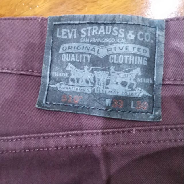 USED กางเกงยีนส์ LEVI สีแดงเลือดหมู RED CRIMSON LEVI 510 skinny W33 L30