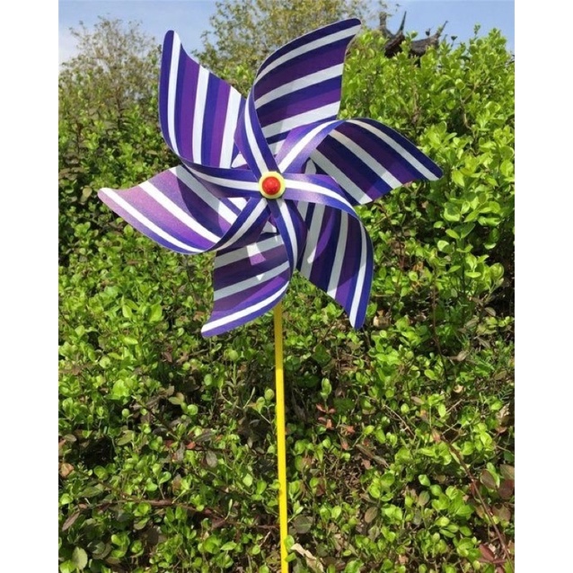 กังหันลม ขนาดใหญ่ ลายทางเก๋ๆ ทำจากพลาสติก PVC ก้านแข็งแรงทนทาน ขนาด 30 cm. - รูปที่ 7