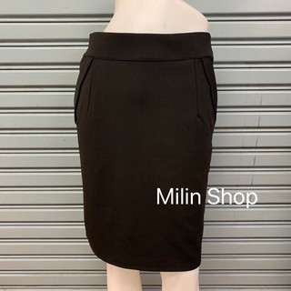 Milin Shop กระโปรงทำงาน กระเป๋าหยัก ทรงสอบ