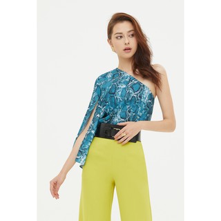 Hamburger Studio Snake Print One Shoulder Top (KT0170)