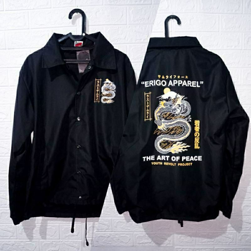 Hitam Black Dragon COACH Jacket DISTRO ผู้ชายผู้หญิง/รุ่นล่าสุด/Dragon MODEL Jacket/Cool Jacket/PREM