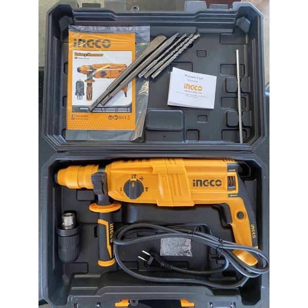 ⚡ใส่โค้ด 9HDFDE3 ลด 120 บาท ⚡ INGCO สว่านโรตารี่ กระแทก 26 มิล รุ่นเปลี่ยนหัวได้ กำลัง 800W เจาะคอนก