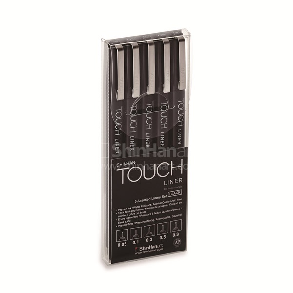 TOUCH LINER SET of 7 (S4100007) / เซ็ตปากกาตัดเส้น 7 ขนาด สีดำ แบรนด์ TOUCH จากประเทศเกาหลี