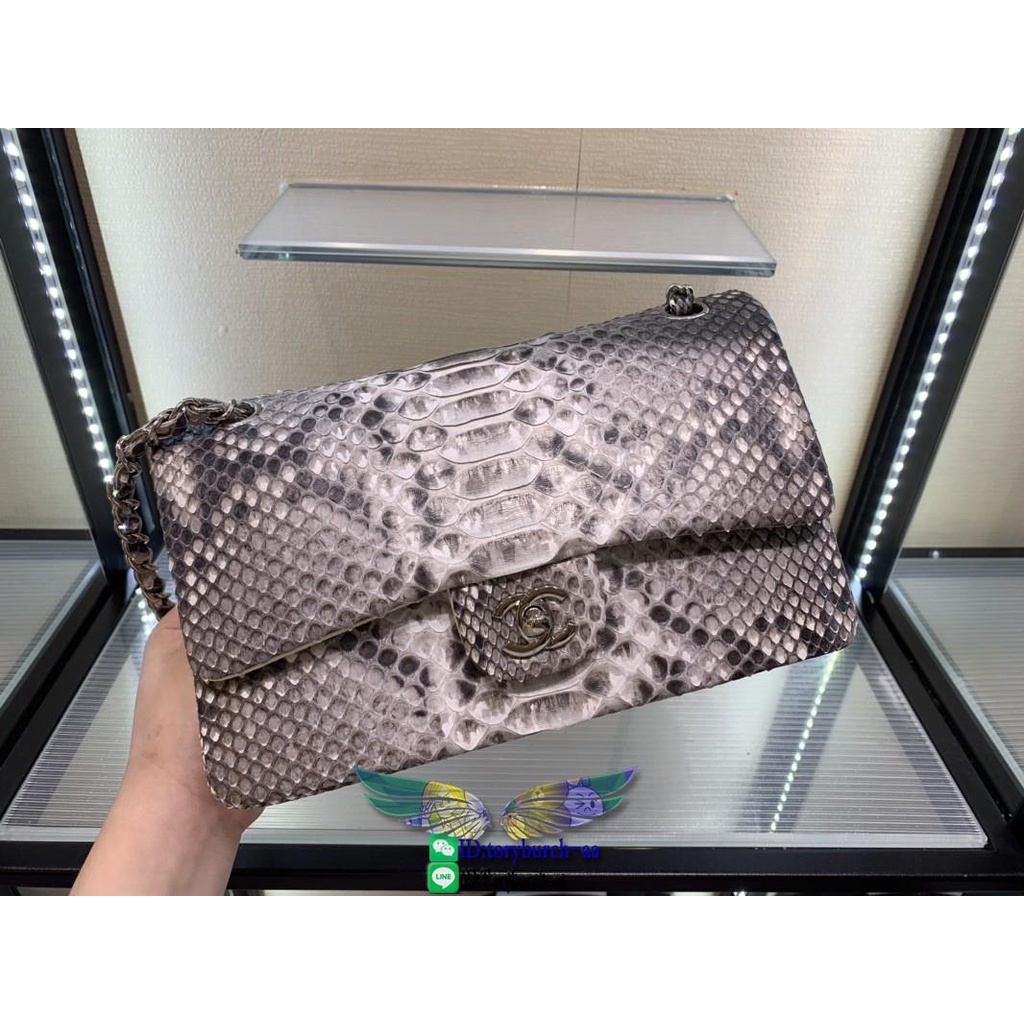 Python chanel CF25 double flap sling chain crossbody flap messenger casual socialite party clutch