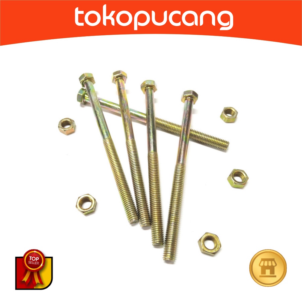 สลักเกลียวและถั่ว 4.6 M8 x 120 (B/N 4.6 M 08 x 120) - P1.25 ครึ่ง เหลือง