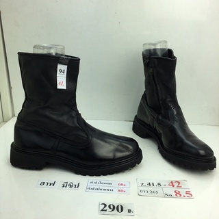 รองเท้าฮาฟ มีซิปข้าง รองเท้าทหาร รองเท้าตำรวจ รองเท้ารปภ. Half boots with side zip หนังสีดำ มือสอง นำเข้า เกาหลี