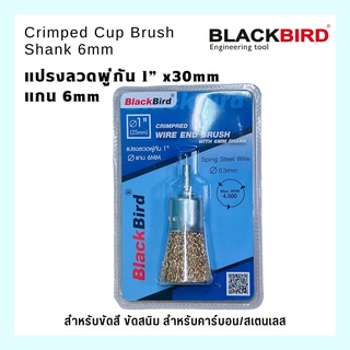 แปลงลวดพู่กันชุปทองเหลือง ขนาด 1” แกน 6mm Crimped Wire End Brush Shank 6mm BLACKBIRD