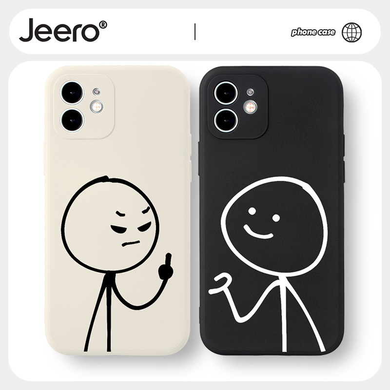 Jeero เคสคู่ เคสไอโฟน คู่รัก กันกระแทกซิลิโคนนุ่มน่ารักตลก เคสโทรศัพท์ Compatible for iPhone 16 15 14 13 12 11 Pro Max SE 2020 X XR XS 8 7 ip Plus HFF1233