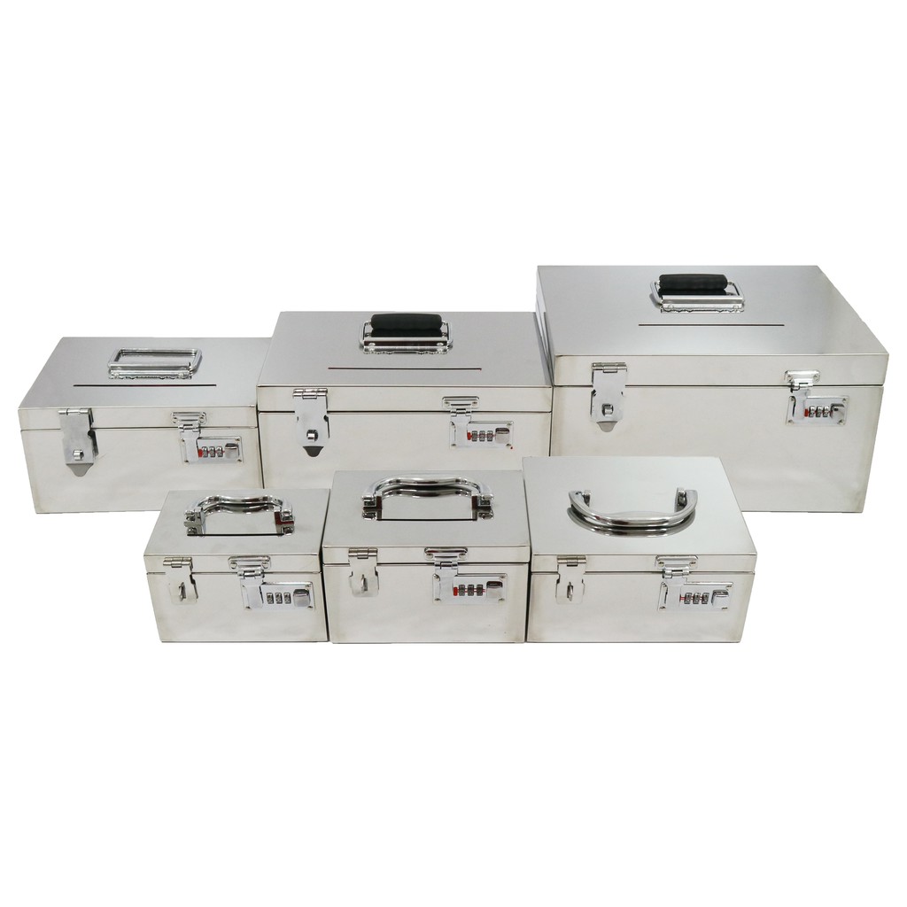 กล่องสแตนเลสแท้เงางาม มีหลายขนาด สำหรับเก็บเงิน ใบแสดงความคิดเห็น จดหมาย Tip Box สามารถล๊อคได้ด้วยรหัสและกุญแจล๊อค ส่ง