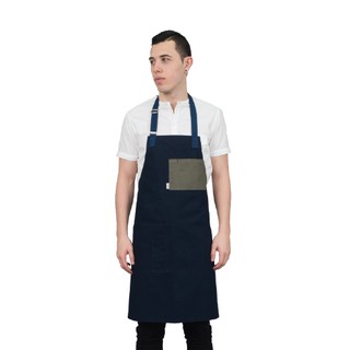 Han&amp;Co.PEBBLE APRON Fern Green ผ้ากันเปื้อนคล้องคอรุ่นPEBBLE สีน้ำเงิน-เขียว