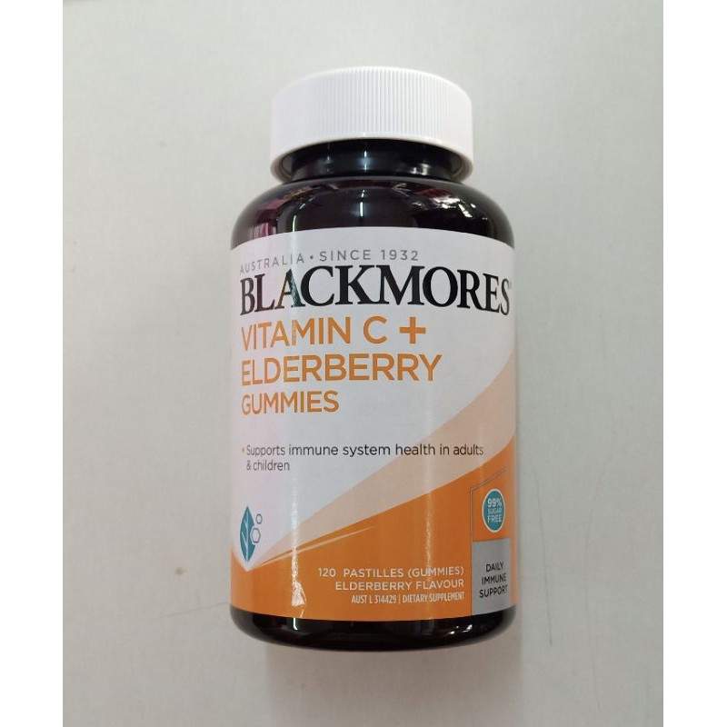 Blackmores Vitamin C + Elderberry Gummies 120 Pastilles แบล็คมอร์ วิตามินซี กัมมี่ เยลลี่ 120 ชิ้น