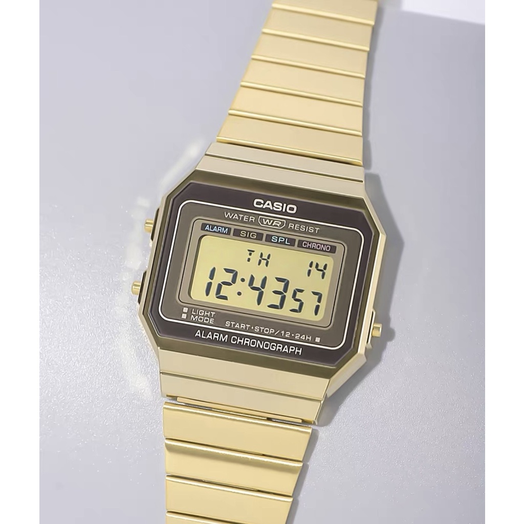 Ca sio Standard นาฬิกาข้อมือผู้ชาย/หญิงใส่ได้ สายสแตนเลส รุ่น A700 A700W A700WM สีทอง/เงิน/โรสโกล มีสายข้อกับสายถัก