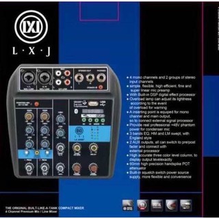 เตอริโอมิกเซอร์ 4 ช่อง ผสมสัญญาณเสียงมิกเซอร์ MINI 4-Channel มีBluetooth MP3 USB รุ่นLXJ LX-400BT