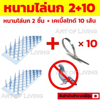 ชุด 2 + เคเบิ้ลไทด์ 10 หนามกันนก หนามไล่นกไม่อันตรายปลอดภัย ต่อเด็กและสัตว์เลี้ยง ไล่นกพิราบ กันนกพิราบ Bird Spike หนาม