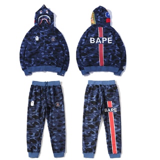 Bape X PSG เสื้อกันหนาว มีฮู้ด ปักลาย Paris Blue Camou Ape