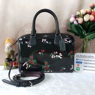 COACH F25856 MINI BENNETT SATCHEL WITH CROSS STITCH FLORAL PRINT  
COLOR: SILVER/BLACK MULTI