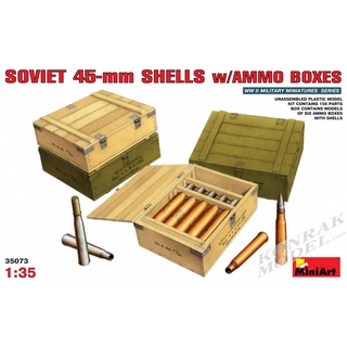 อุปกรณ์ประกอบฉากไดโอราม่า MI35073 SOVIET 45-mm SHELLS w/AMMO BOXES 1/35