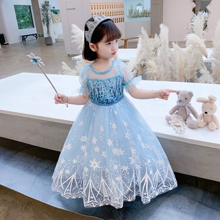 ชุดเดรส + เสื้อคลุม❄️ชุดเดรสเจ้าหญิงเอลซ่า Frozen แฟชั่นฤดูร…