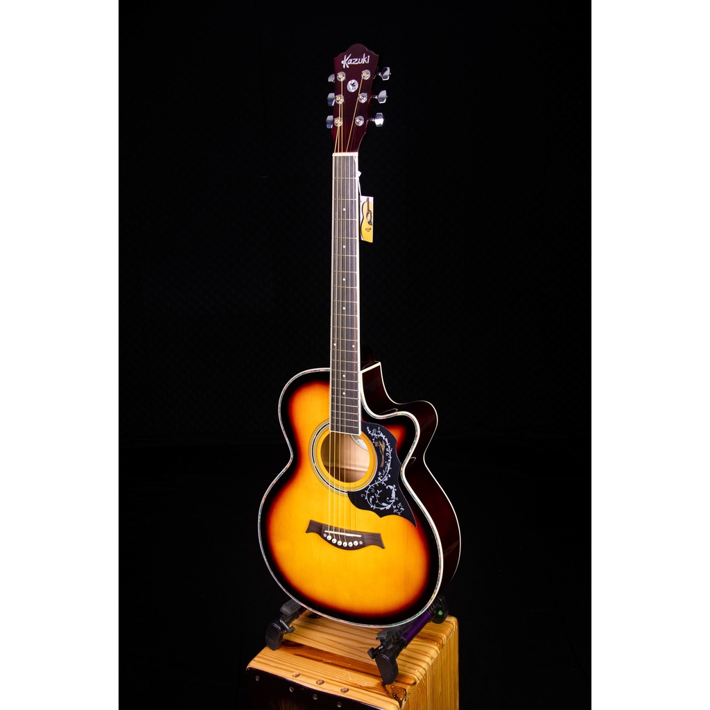 กีตาร์โปร่ง Kazuki  KZ-39C คอเว้า (39 นิ้ว) สีดำ-สีไม้-สีซันเบิร์ส-สีไม้โอ๊ต